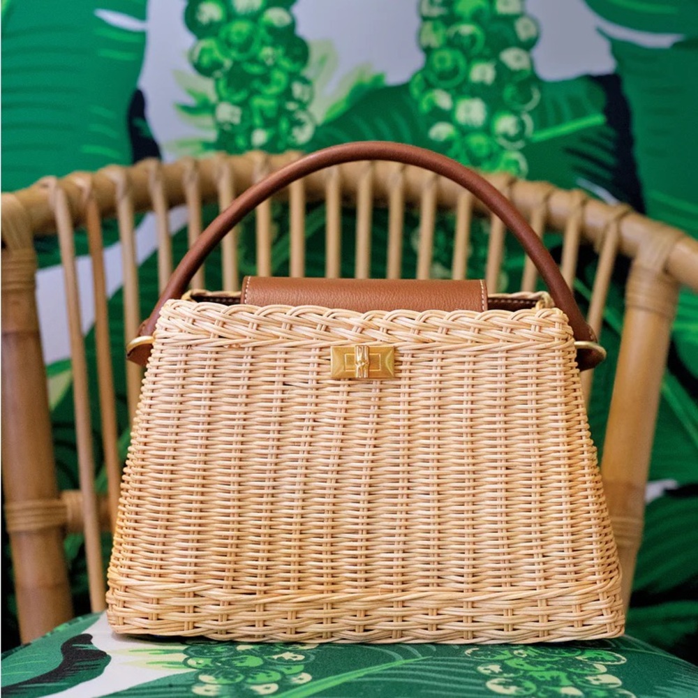 Faith Wicker Handbag - Color Natural - Saddle